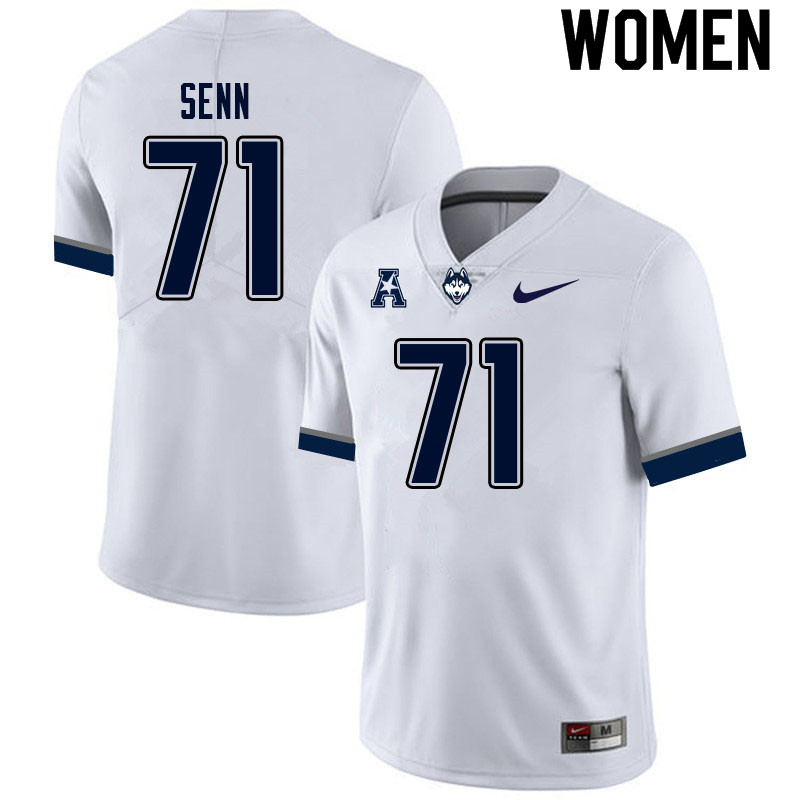 Women #71 Valentin Senn Uconn Huskies College Football Jerseys Sale-White - Click Image to Close